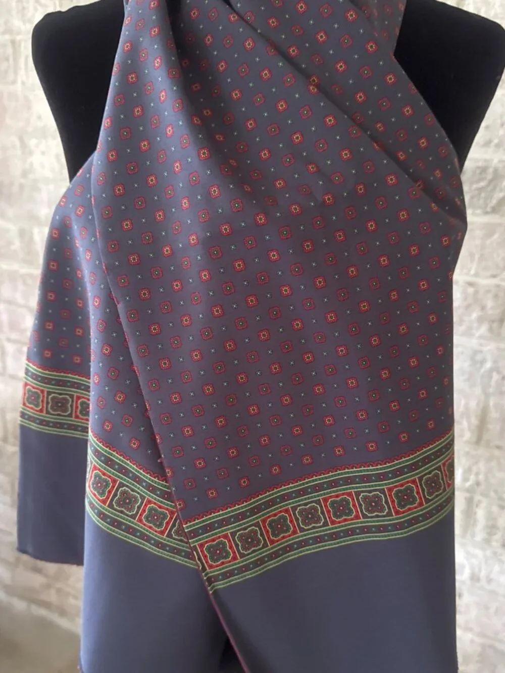 Vintage Givenchy Monsieur Scarf Italy Geometric Medallion Print Rayon Blend